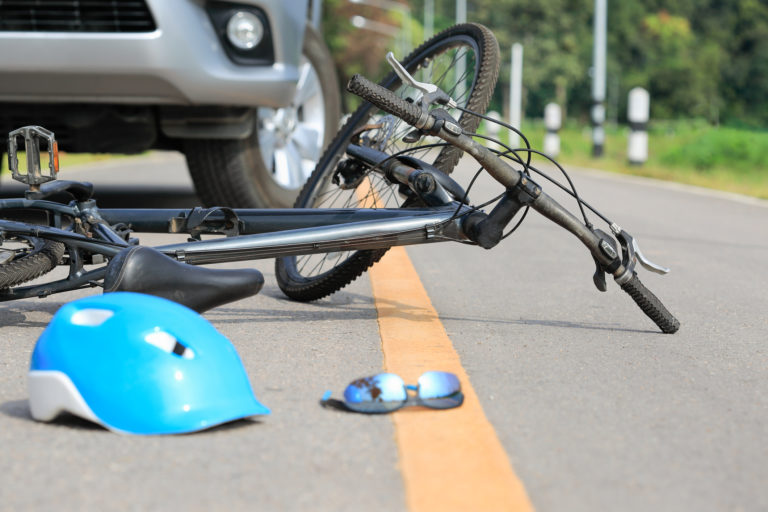 Car hits bicycle