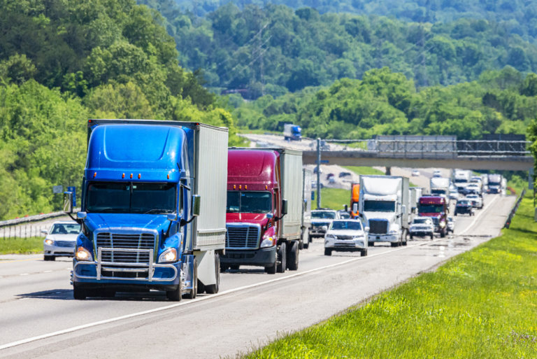 trucks on the highway