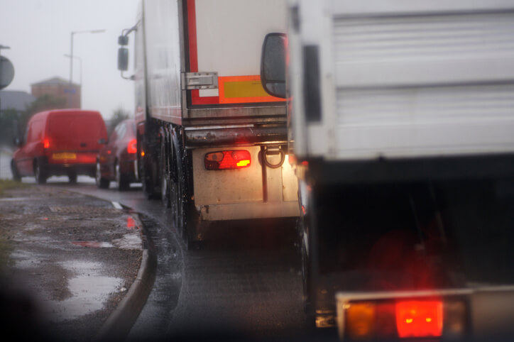 truck in traffic