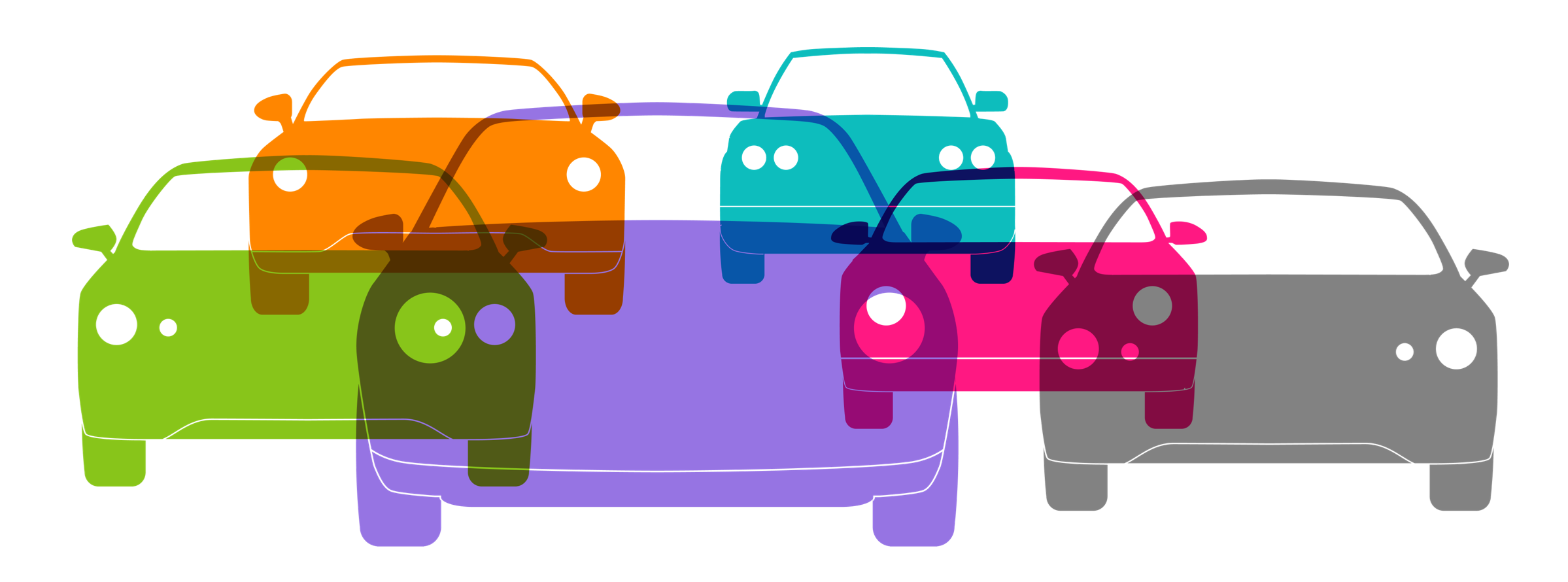 Illustration of colorful cars in traffic.