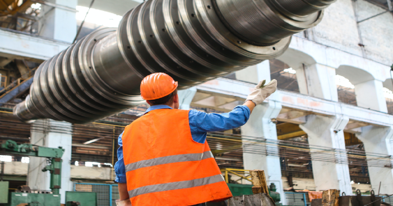 Construction worker guiding team