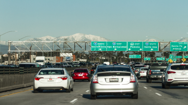 Cars in traffic in los angeles