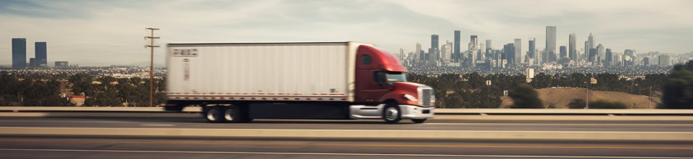 tractor trailer driving on a road in los angeles