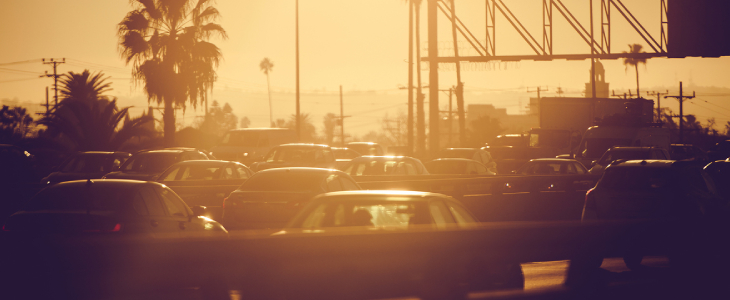 Cars driving on a highway in Los Angeles