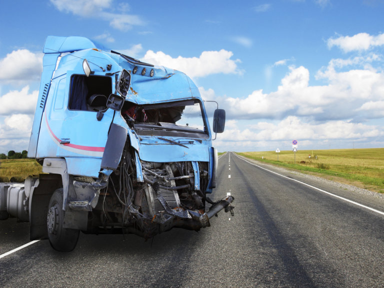 The image of crashed truck