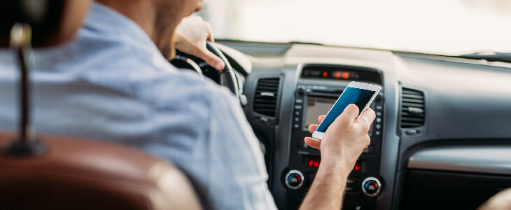 man texting while driving proving negligence in car accidents