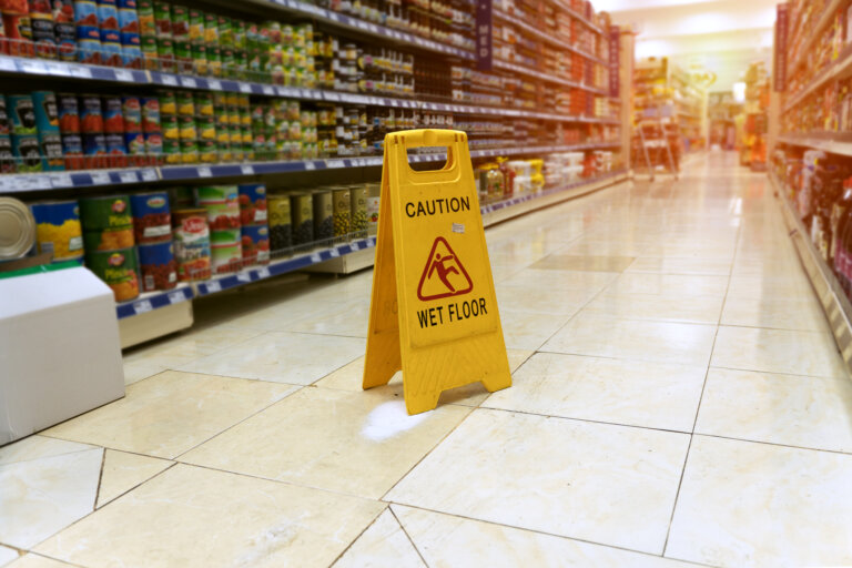 grocery store wet floor sign
