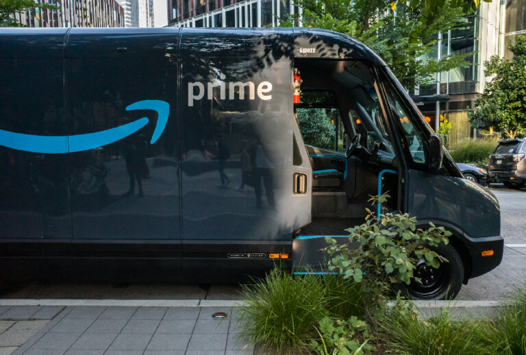 Amazon truck sitting in Seattle