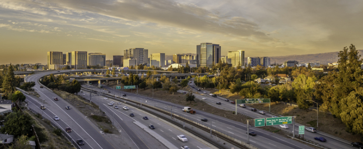 San Jose California skyline and highways