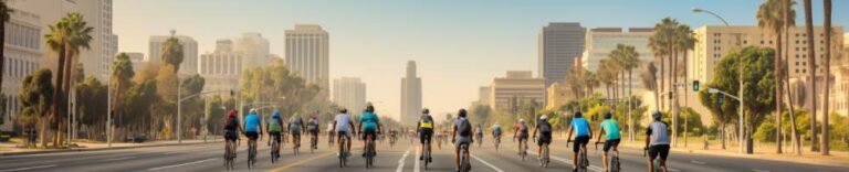 California bicyclist cycle through Los Angeles
