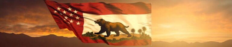 California flag with a hazy background