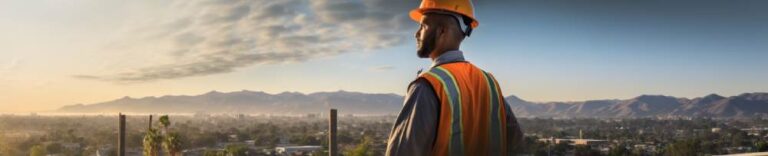construction worker looking out at the California landscape