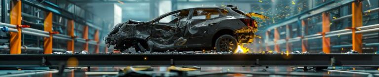 a vehicle in 2023 at a factory after a crash test