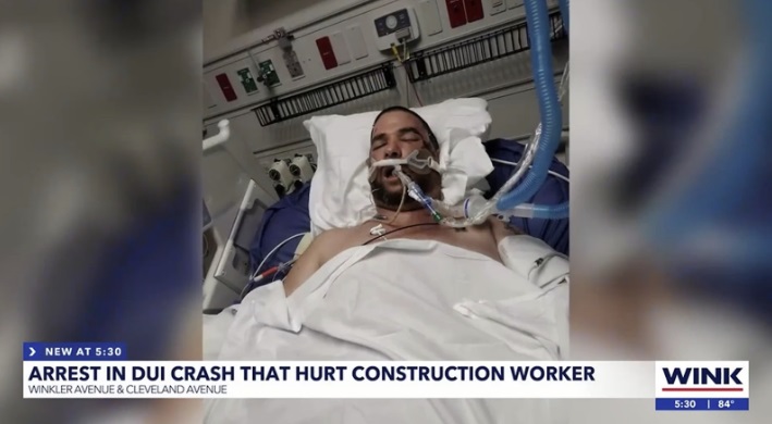 an injured construction worker in the hospital after being hit by a DUI driver