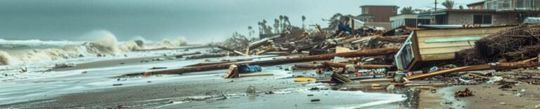 debris on the shore of California after a storm
