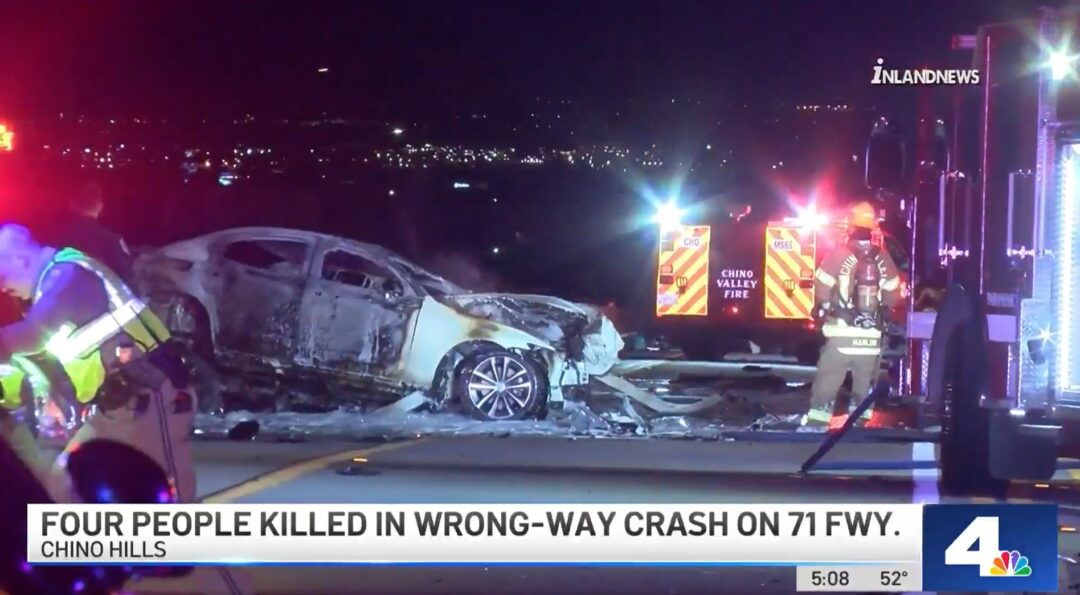 four killed in wrong way crash in chino hills california 71 freeway