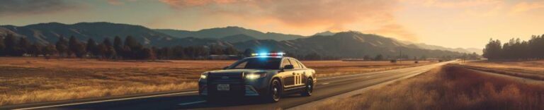 a california police car on a rural california road