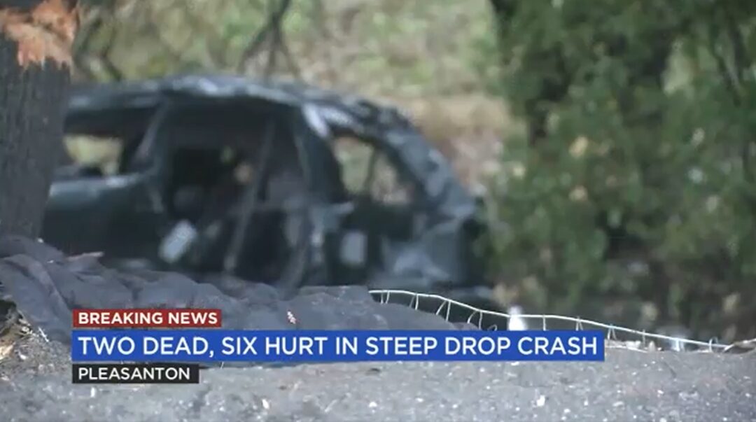 two dead six hurt in steep drop crash in pleasanton california in 2023
