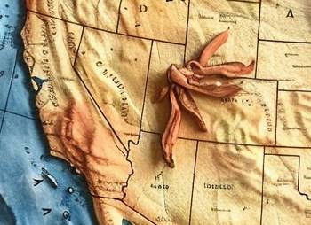 a map showing california and several other western states on it