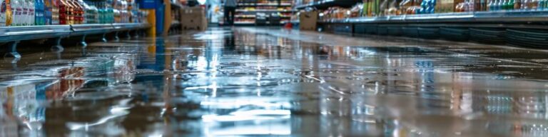 wet floor of a grocery store