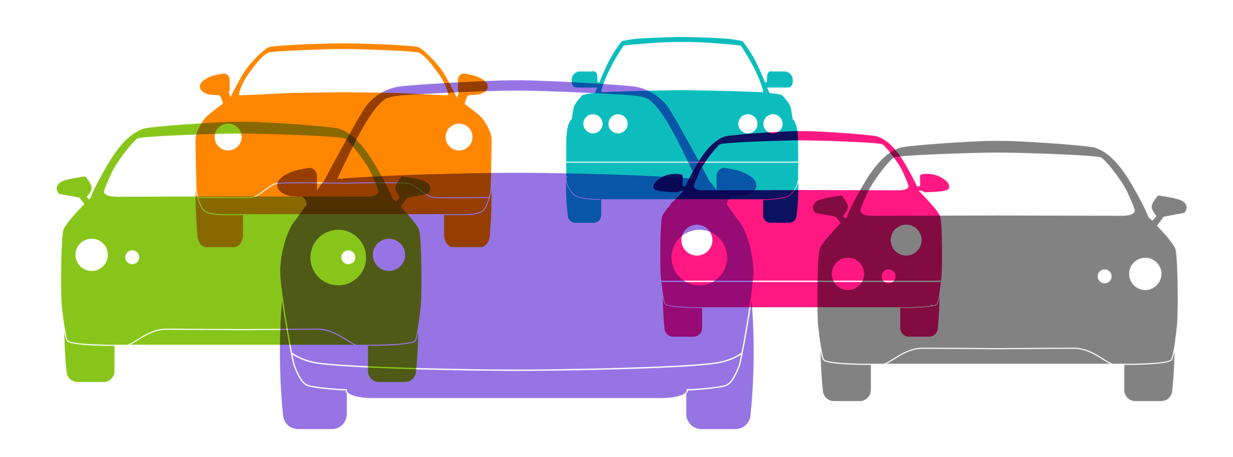 Illustration of colorful cars in traffic.