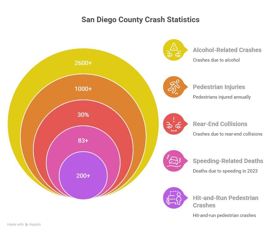San Diego accident statistics by percentages in a chart/graph.