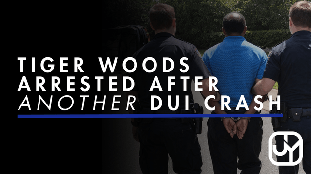 Tiger Woods getting arrested after DUI crash.