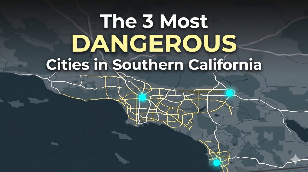 A map of Southern California highlighting the most dangerous cities for pedestrians